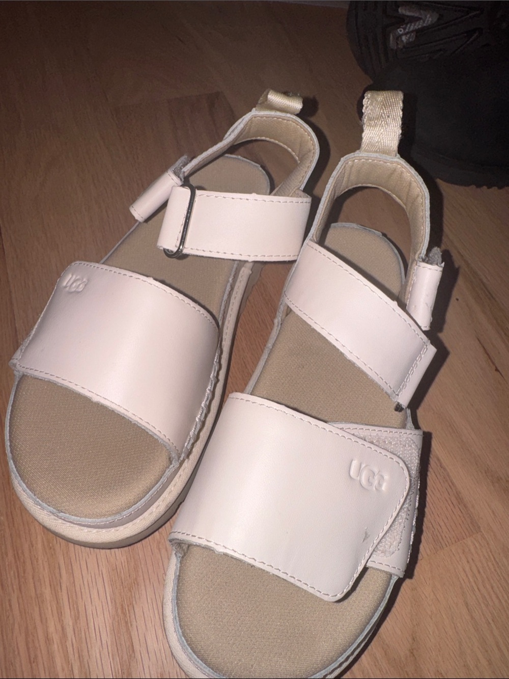 UGG White Strap Sandals with Tan Footbed